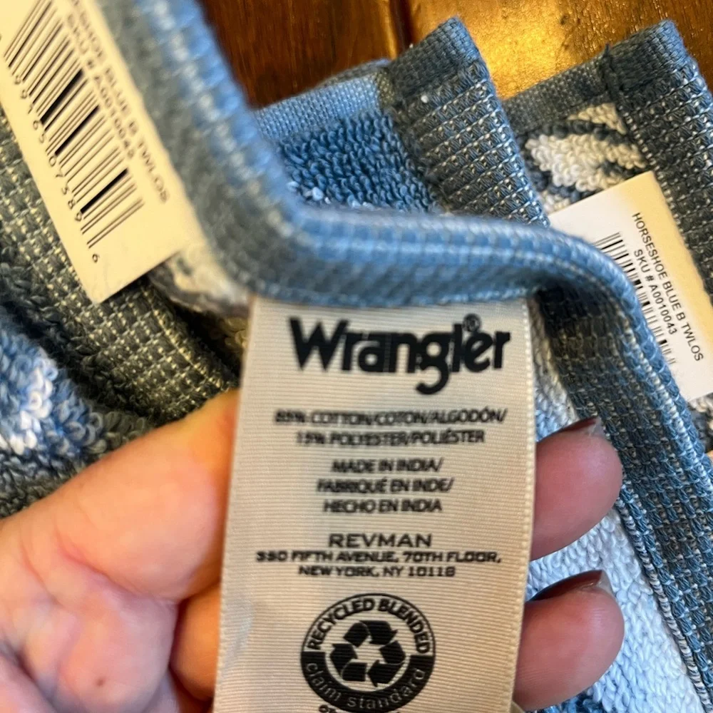 Wrangler Blue and White Horseshoe Bath and Hand Towels